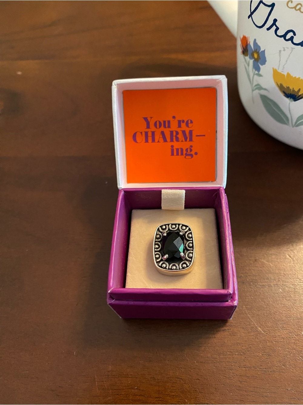 Lori Bonn Sterling Silver black gem slide charm